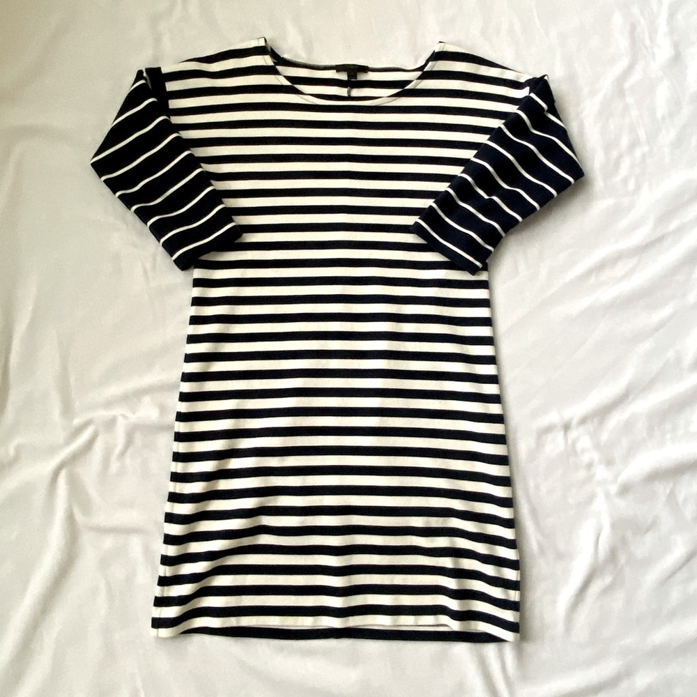 J.Crew Blue White Stripe Dress w Contrasting Sleeves, Sz XS